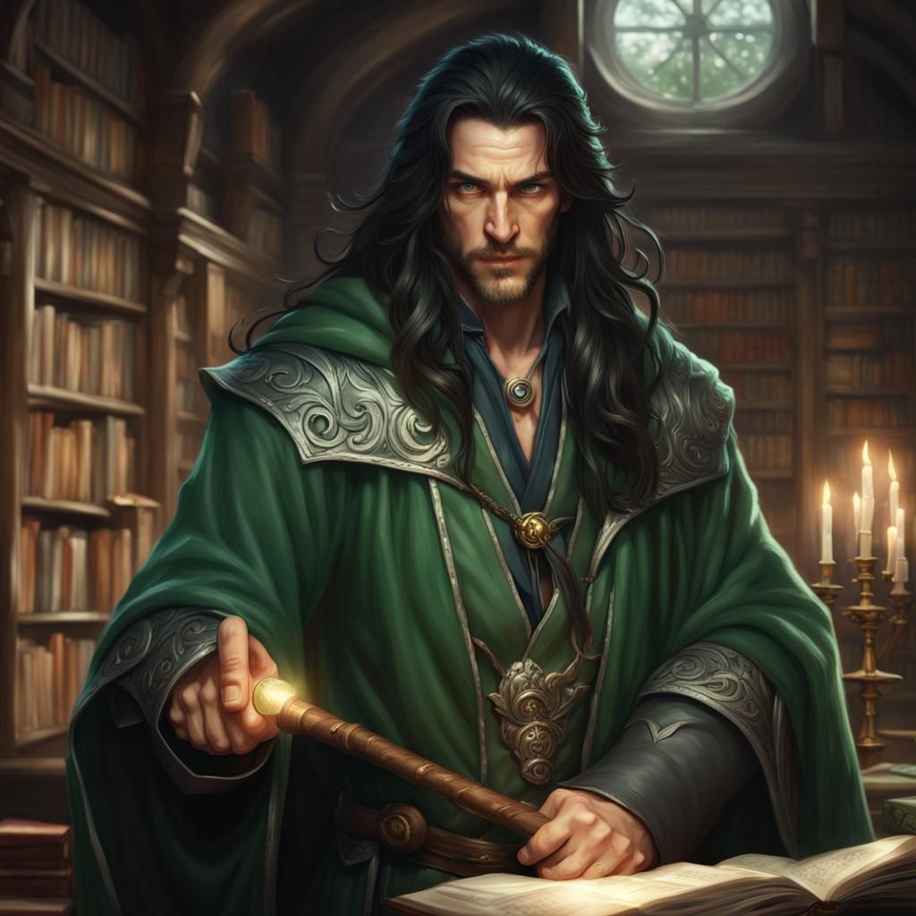 Cheliax Wizard in Library: Fantasy Concept Art