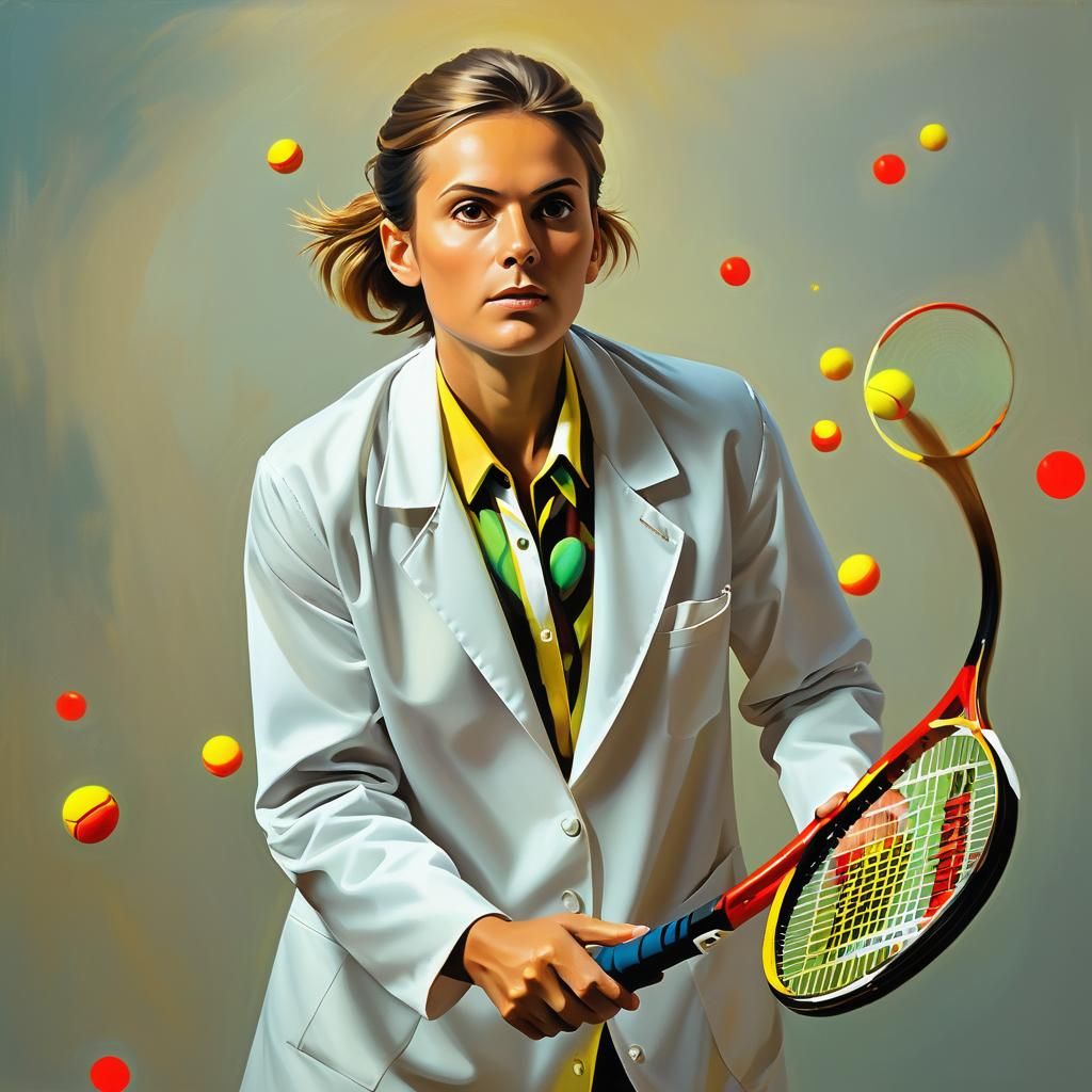 Surreal Tennis Player in Oil Painting Style
