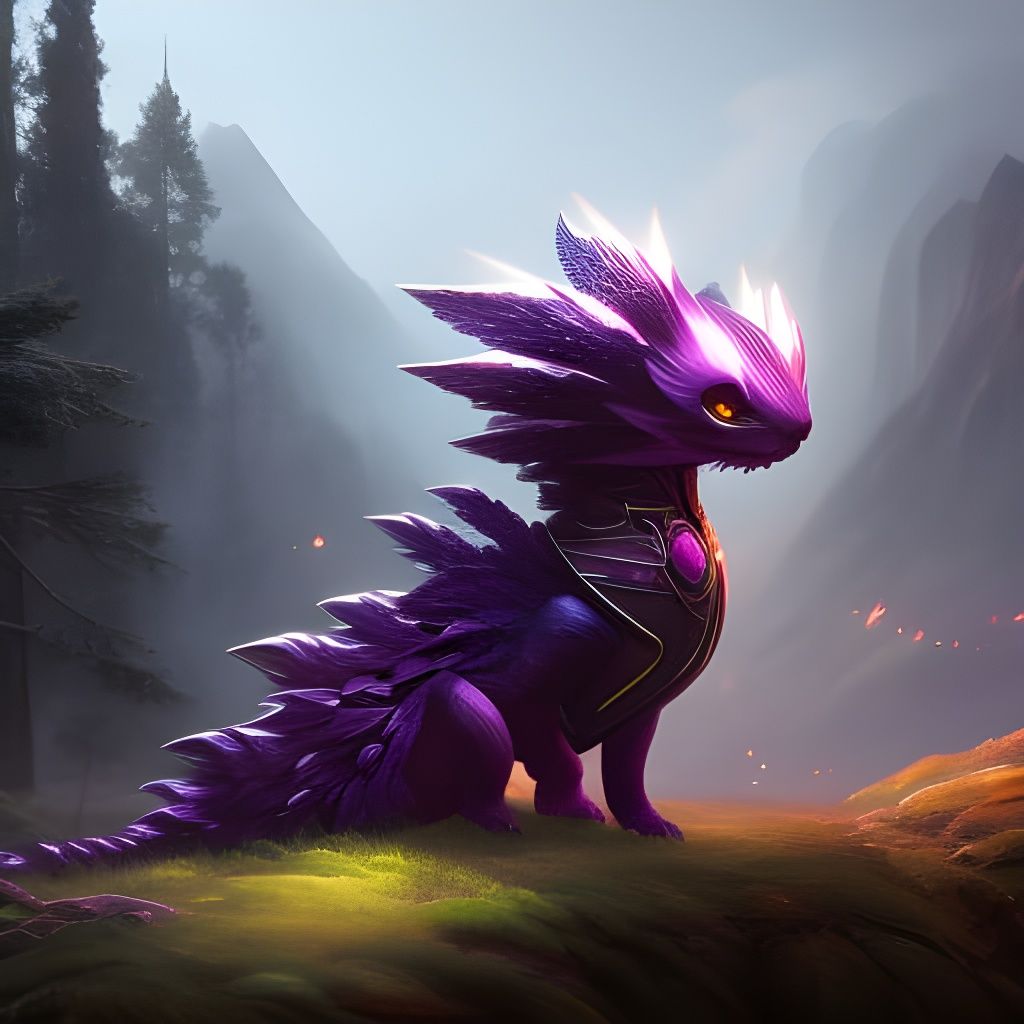 Cute Dandelion and Regal Dragon Digital Art