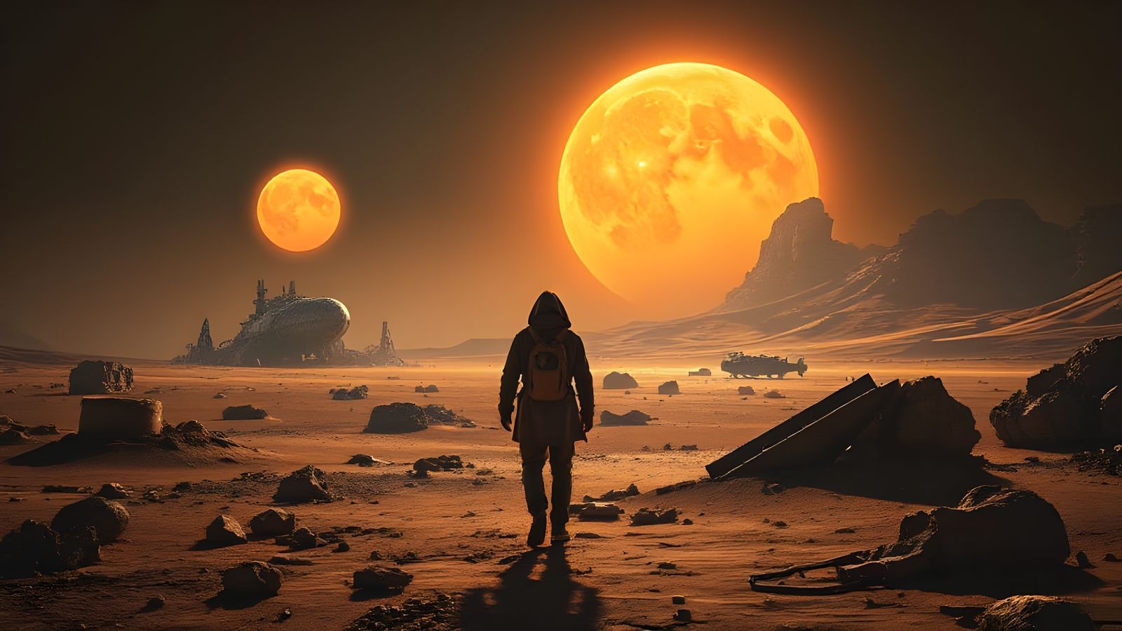 Ethereal Odyssey Through a Desert Planet