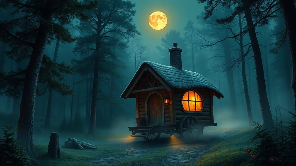 Hobbit Caravan in Misty Forest: Lord of the Rings Style