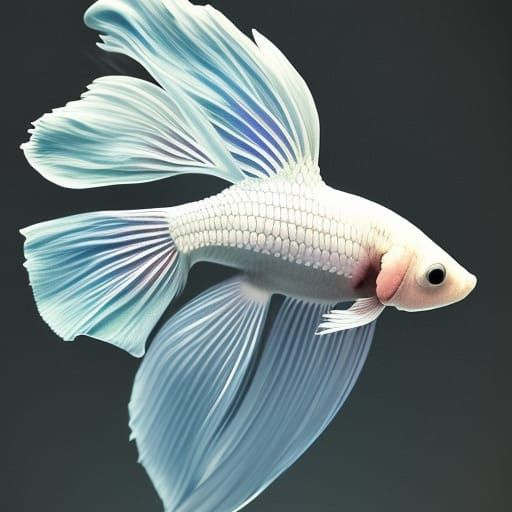 White Betta Fish in Hyperrealistic Macro Photograph