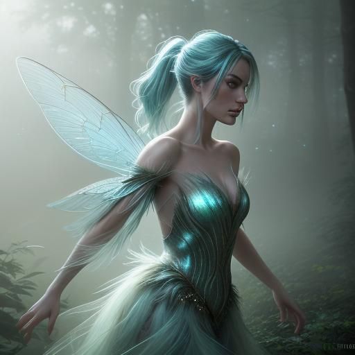 Fairy Flight Through Misty Woods in Digital Art