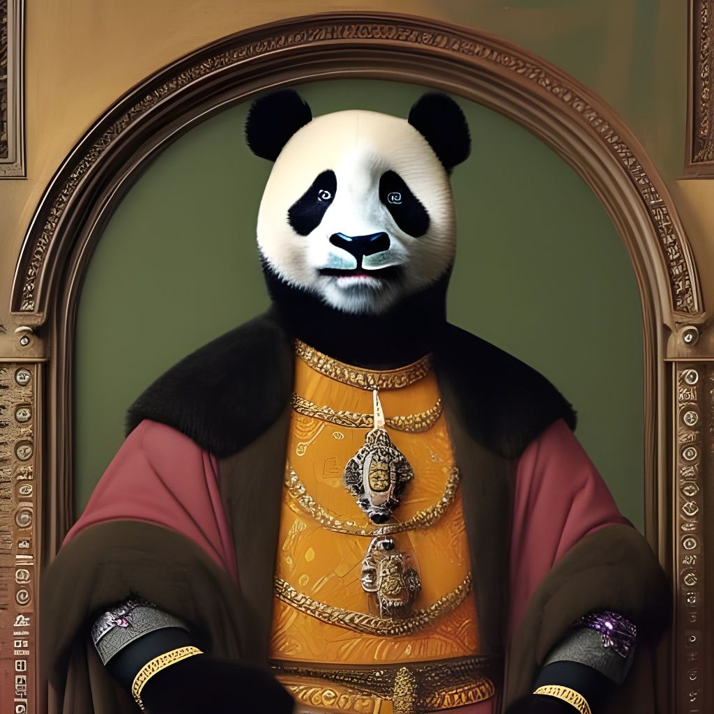 Renaissance Panda Portrait in Oil