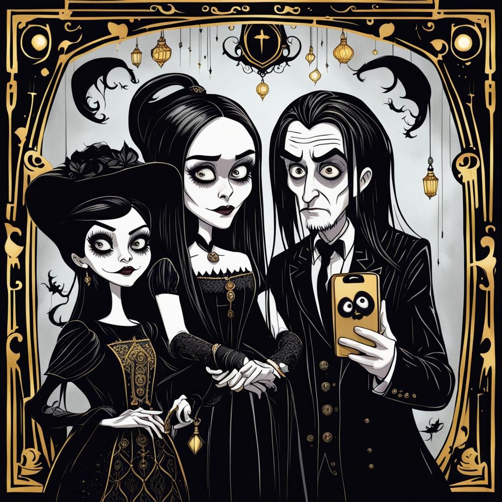 The Addams Family Spooky Selfie in Burton Style