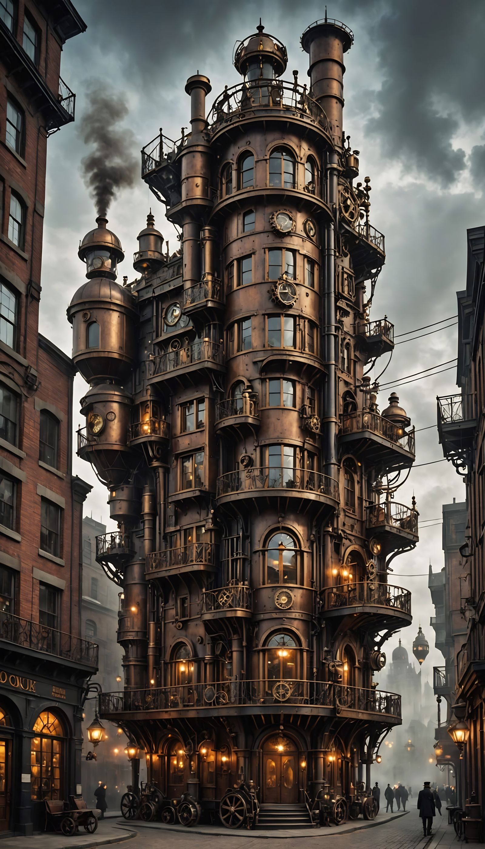 Steampunk Urban Megastructure with Exquisite Details