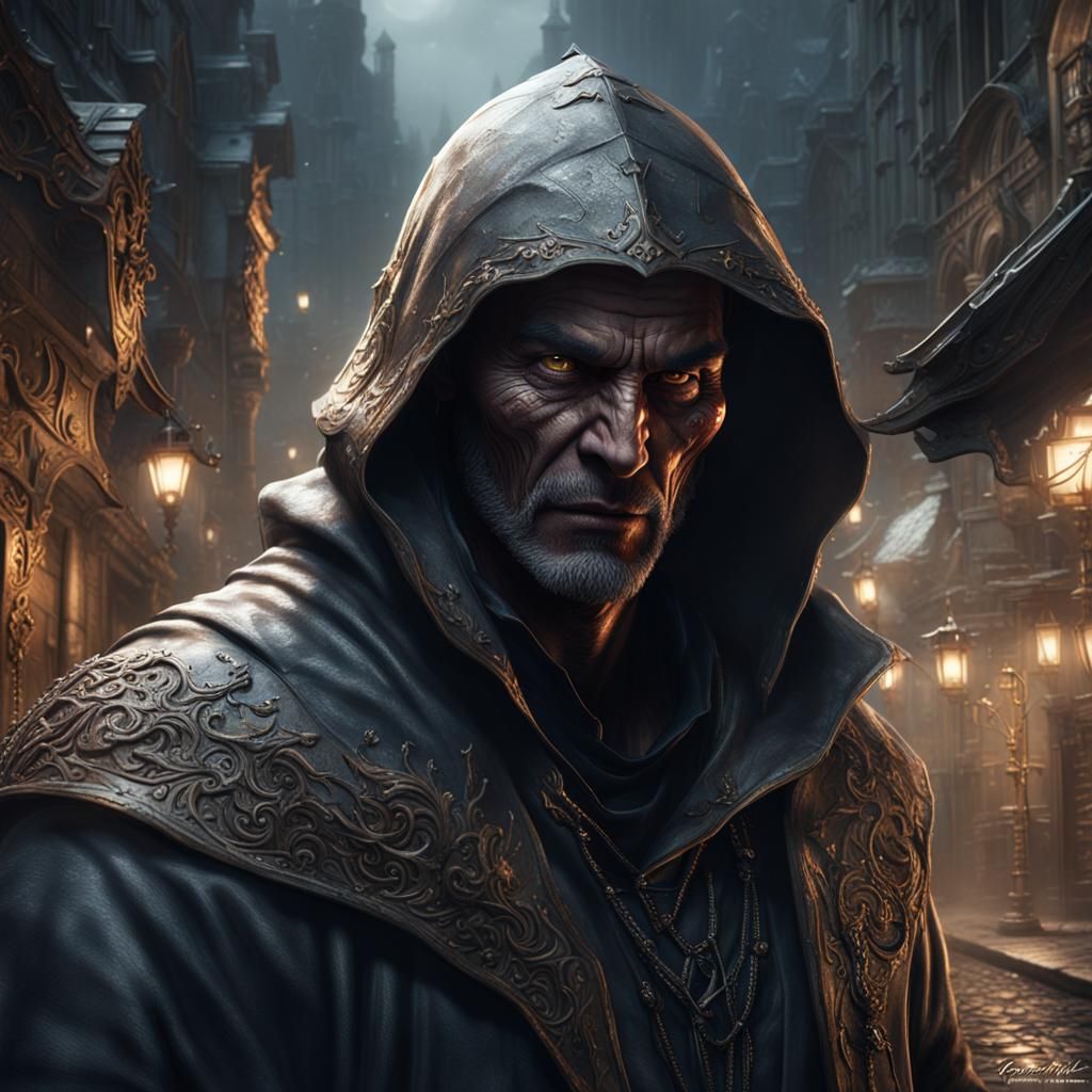 Dark Fantasy Half-Demon Character in Dynamic Lighting