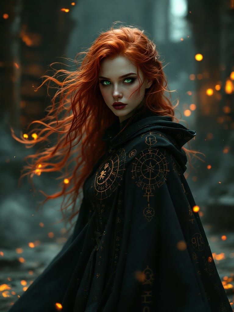 Mysterious Sorceress Portrait in Dark Fantasy Style