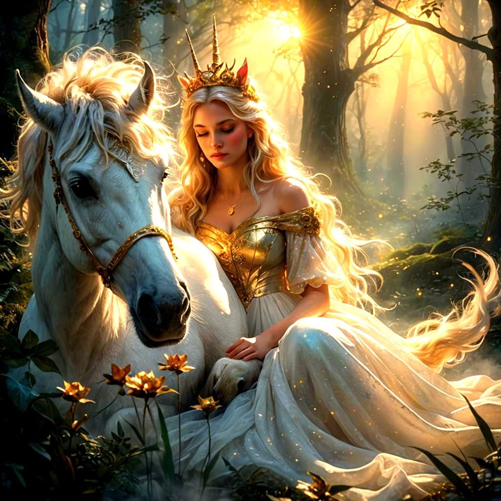 Baby Princess and Unicorn in Hyperrealistic Style