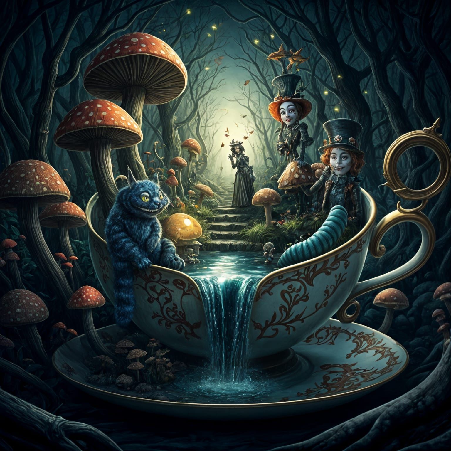 Dark Wonderland Teacup: Sinister Miniature World