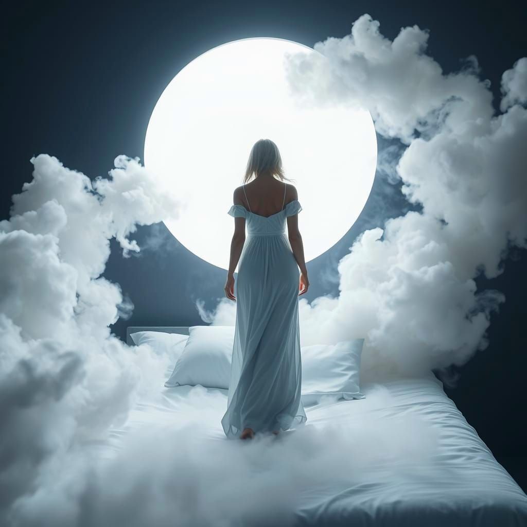 Smoke Figure Walking into White Opening: Digital Matte Paint...