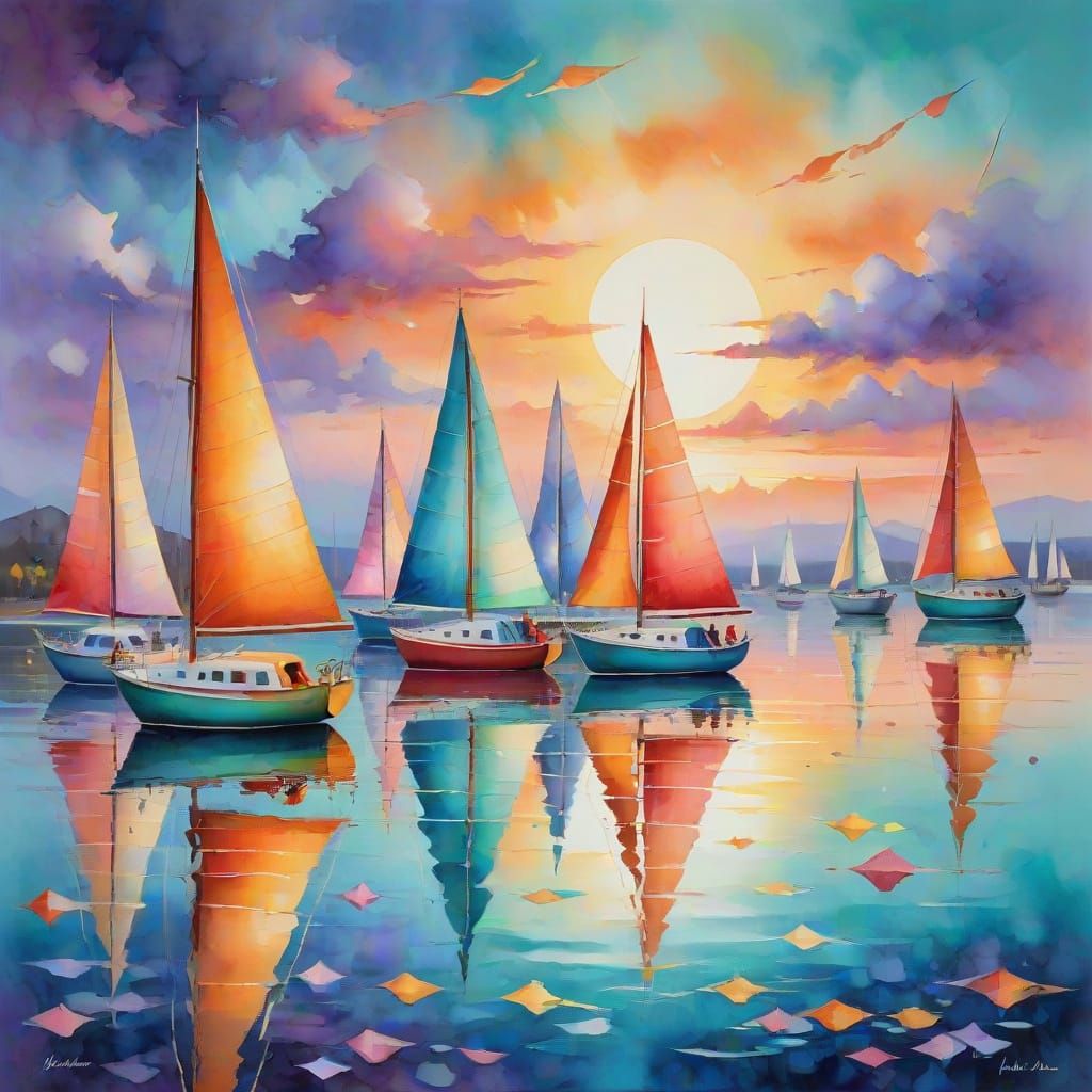 Colorful sailboats