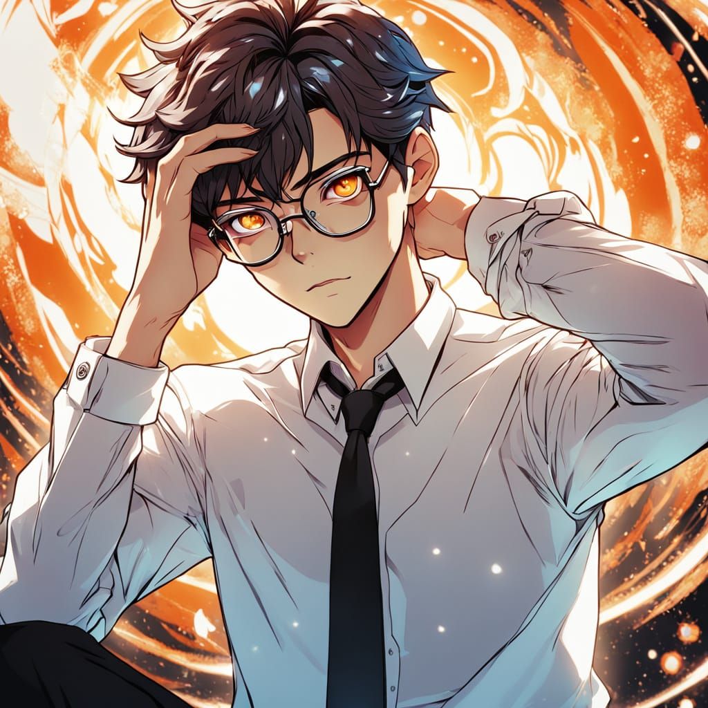 Handsome Anime Teen in Manga Style