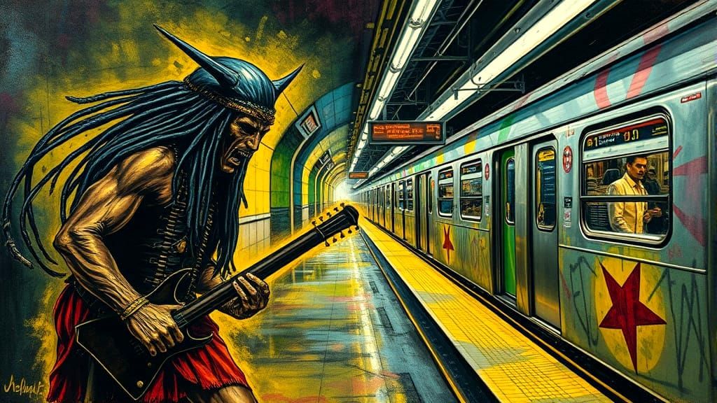 Surreal Underground Scene in Cyberpunk Style