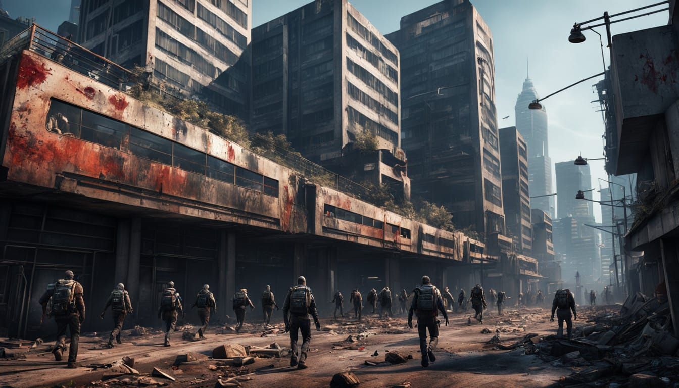 Cyberpunk Zombies Stroll Through Johannesburg's Neon Skyline