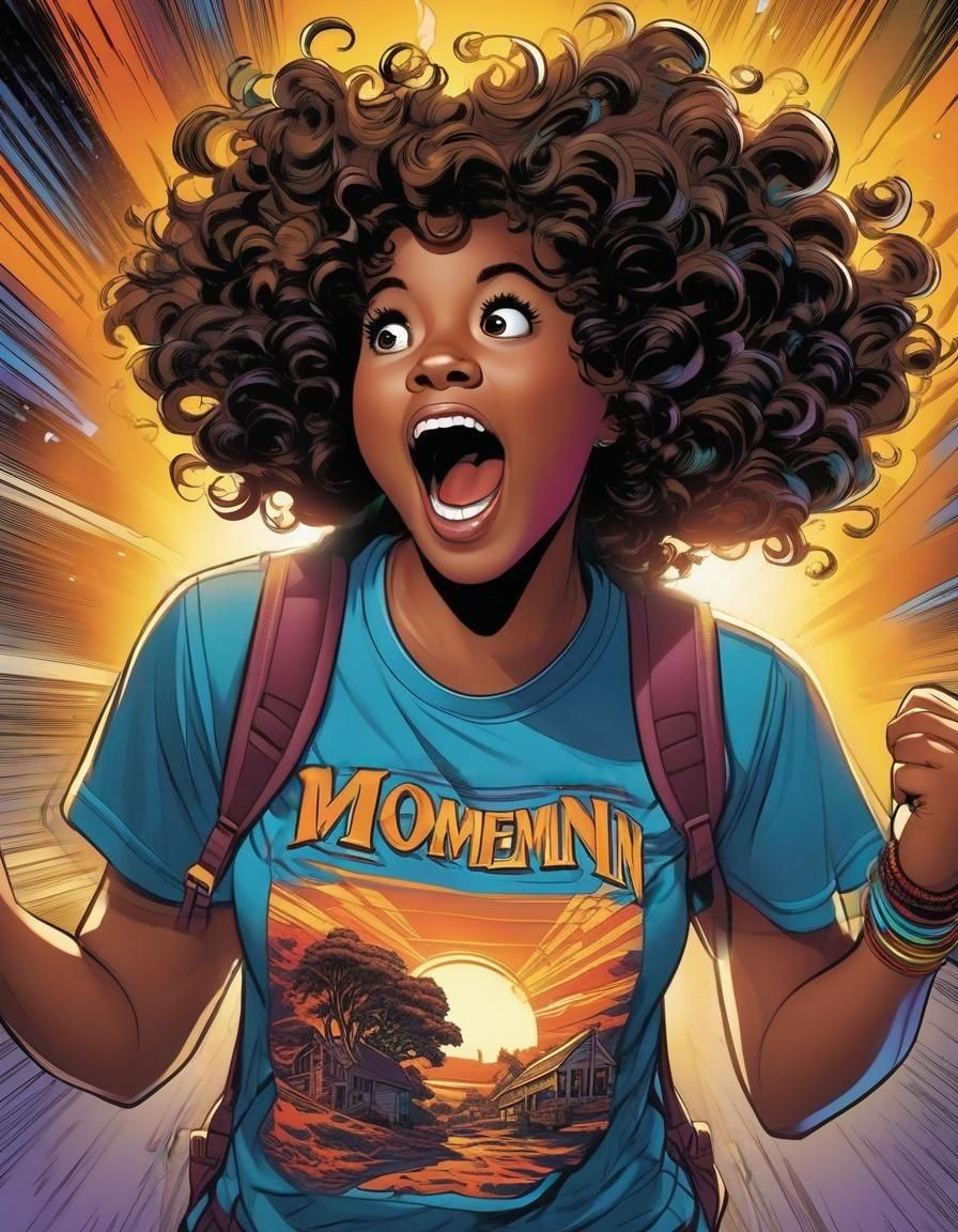 Excited Woman Portrait in Comic Book Style