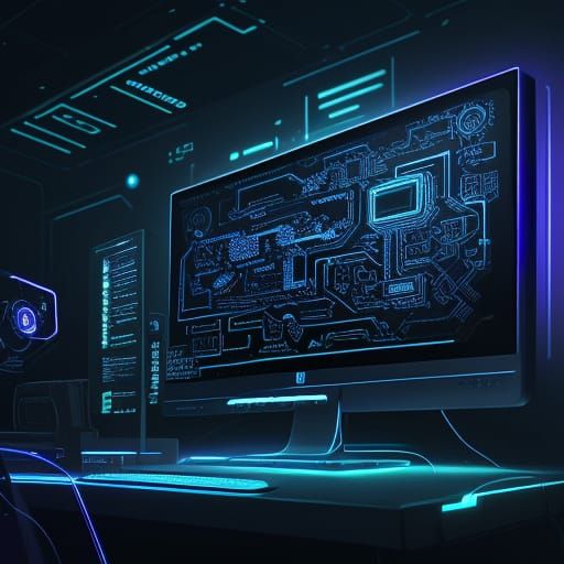 Inventor Logging Into Futuristic Computer with Holographic D...