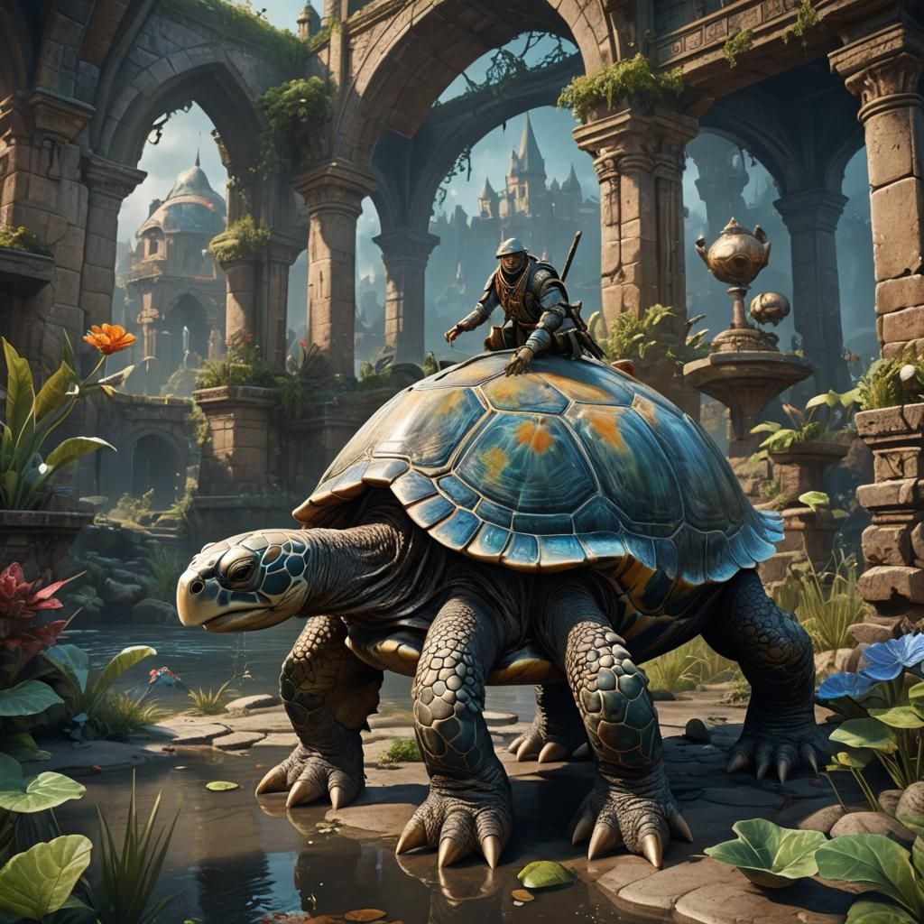 Fantastical Six-Legged Horse with Turtle Head