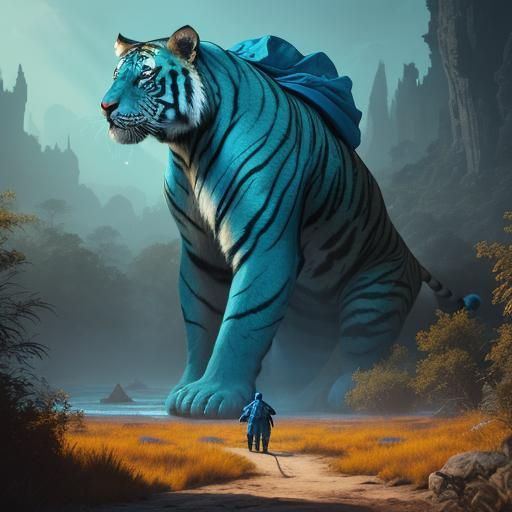 Tiger in Blue Robes Before Cracked Game Screen