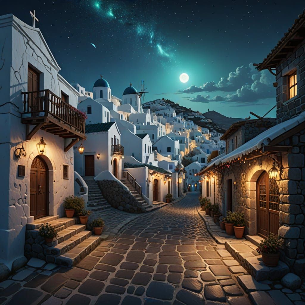 Mykonos Christmas Eve in Enchanting Fantasy Style