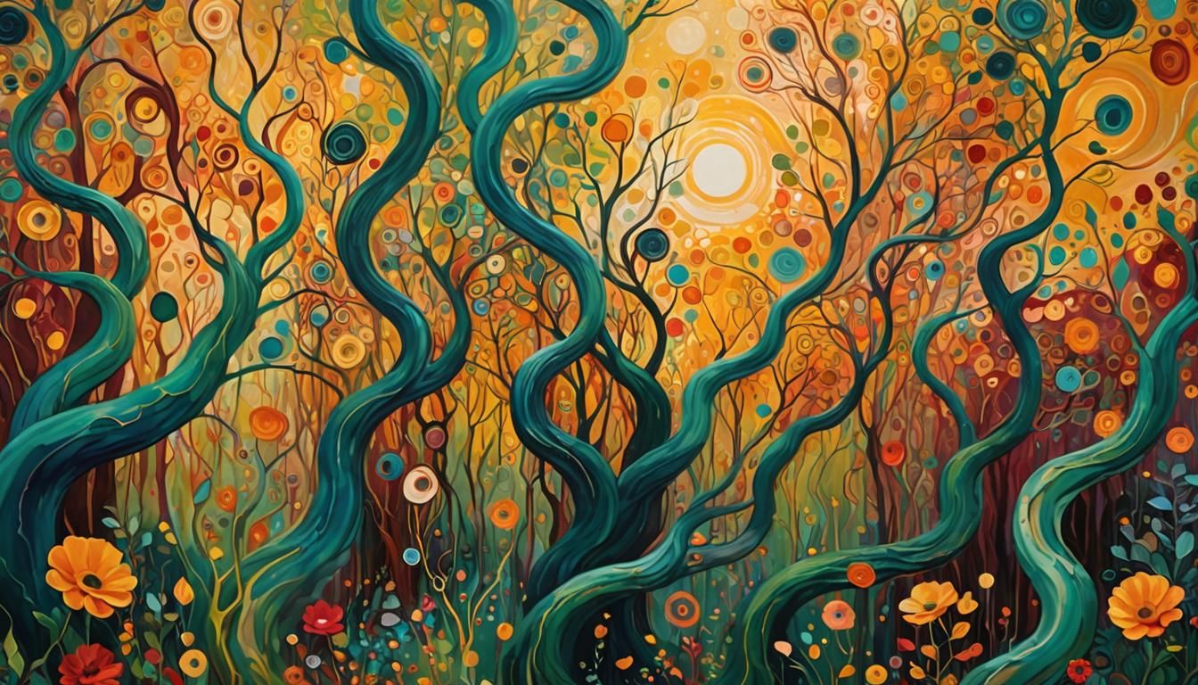 Ethereal Being Surrounded by Thriving Nature in Surreal Artw...