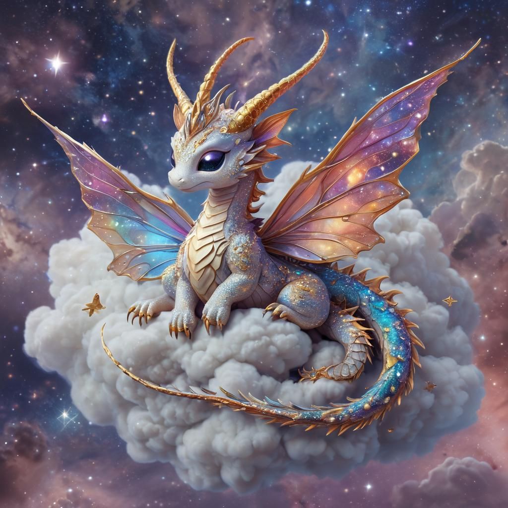 Celestial Butterfly Dragon in Dreamlike Slumber