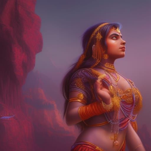 Beautiful Indian Girl in Detailed Matte Painting