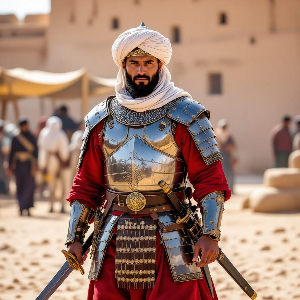 Mamluk Warrior in Lamellar Armor with Arab Sword
