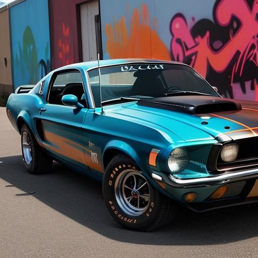 Custom Copper 70s Mustang Cobra Graffiti Art