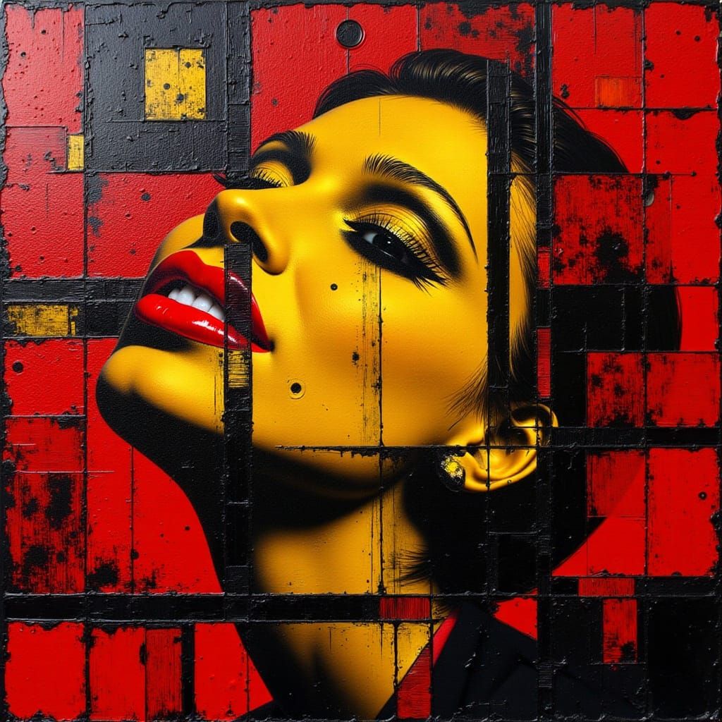 modern minimalist art :: womans face serenely atmospheric dy...