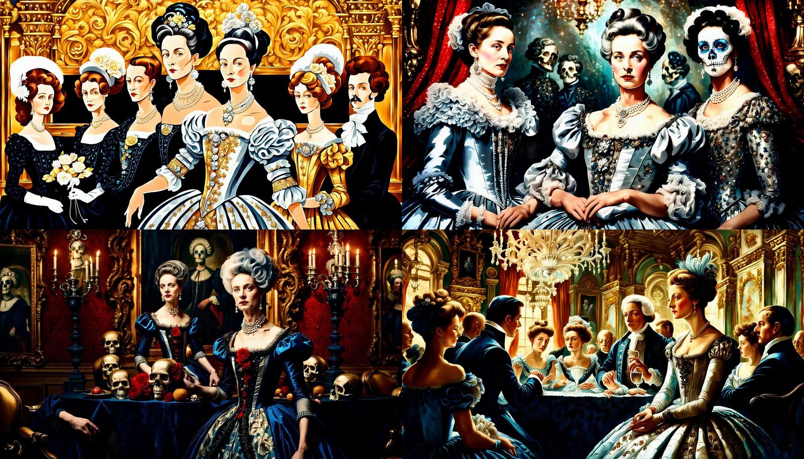 Surreal Family Portrait with Optical Illusion Skulls