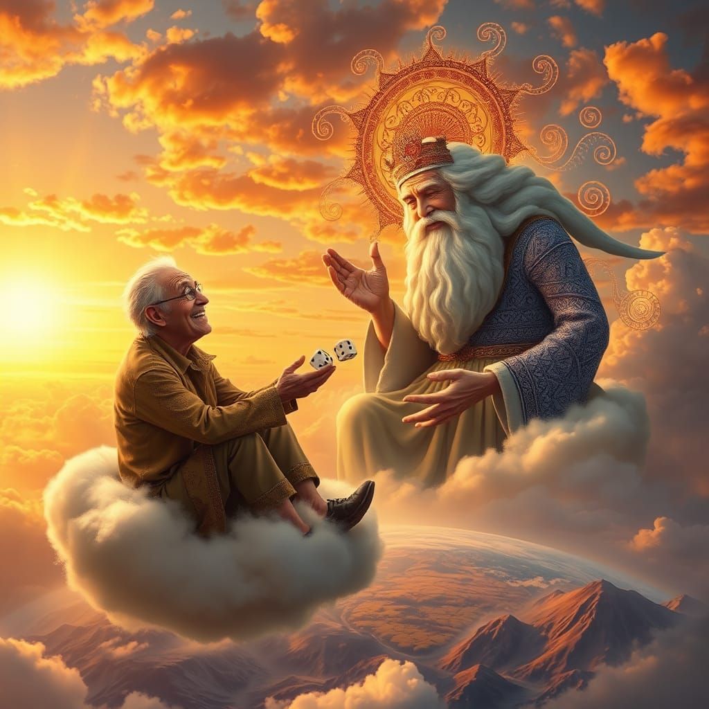 Dice Game in the Sky: A Surreal Scene