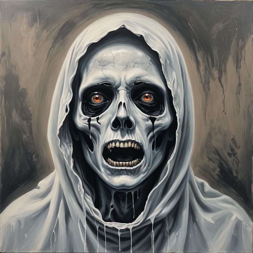 Helpless Ghost Free Falling in Acrylic Horror Art