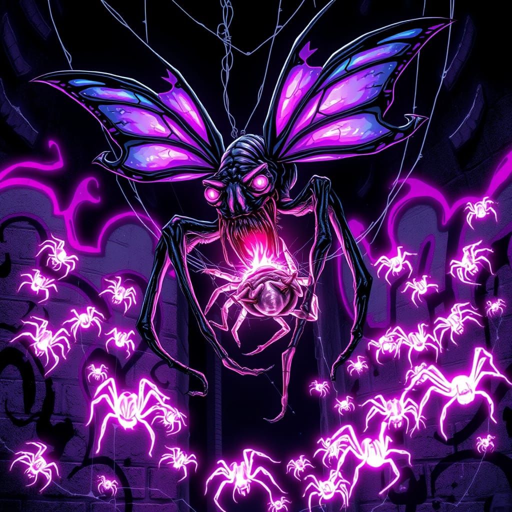Demonic Butterfly-Spider Hybrid in Dark Fantasy Comic Book S...