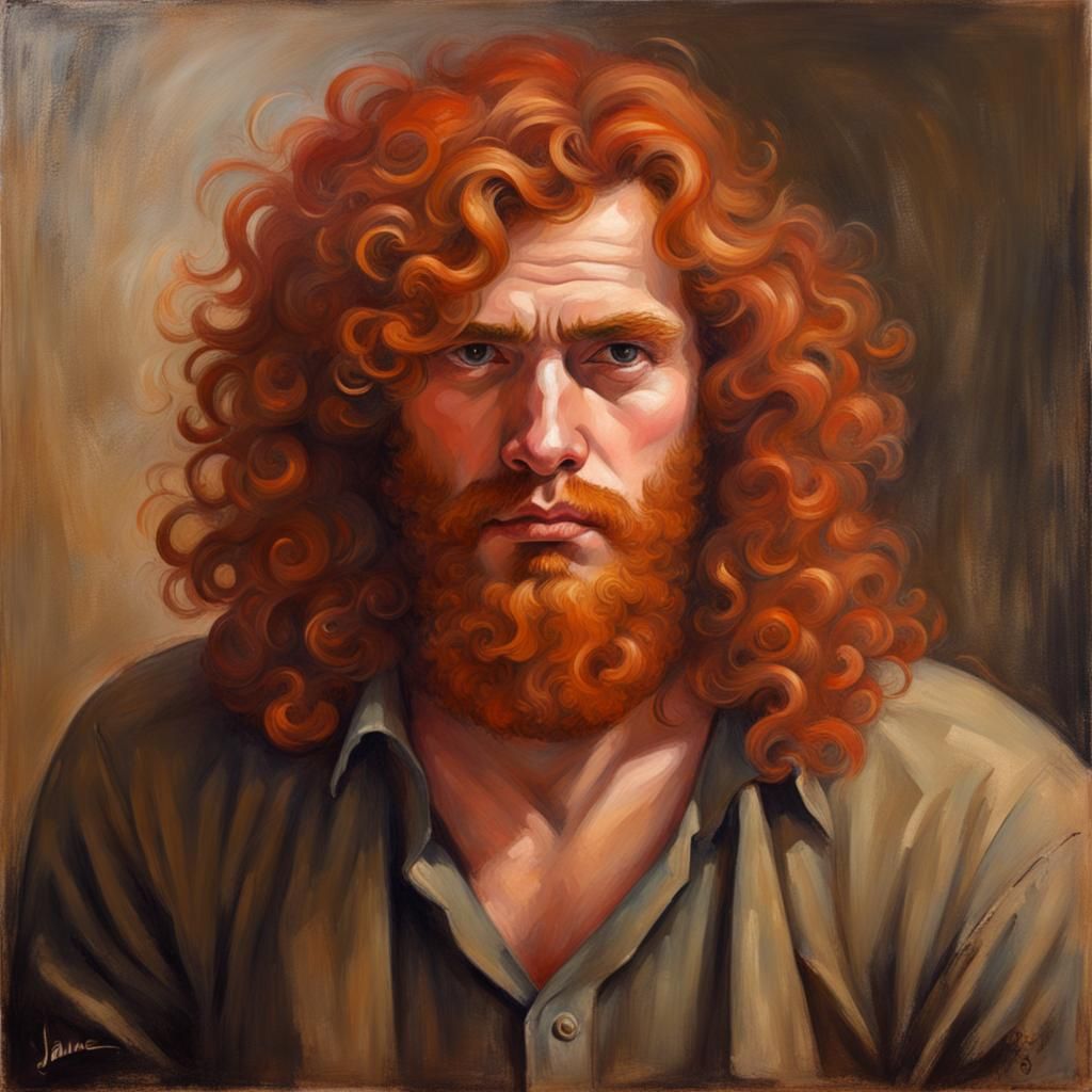Red-Haired Man in Oil Painting Style