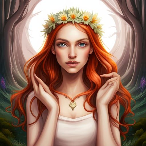 Victorian Fairy Girl in Enchanted Woodland