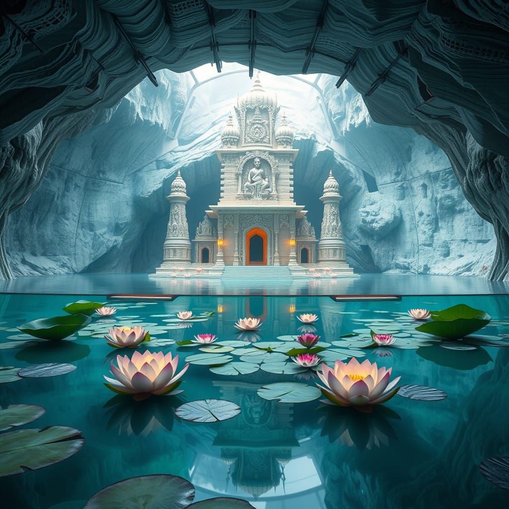Futuristic Jain Temple in Immersive Digital Realm