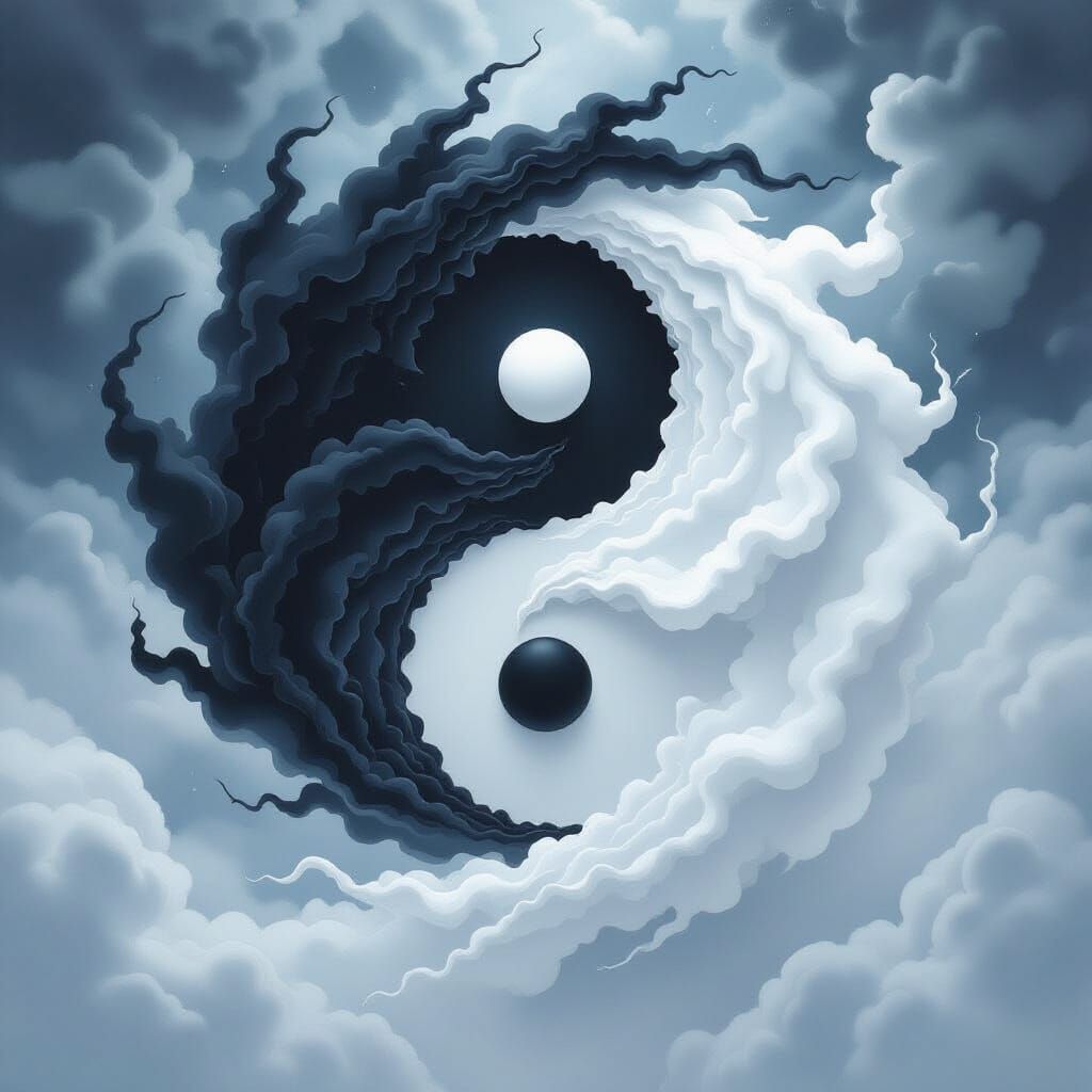 Yin and Yang Fusion: Ethereal Digital Art