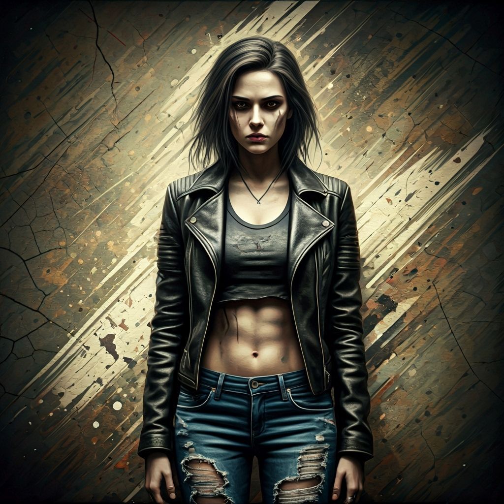 Grunge-Style Digital Portrait of a Woman