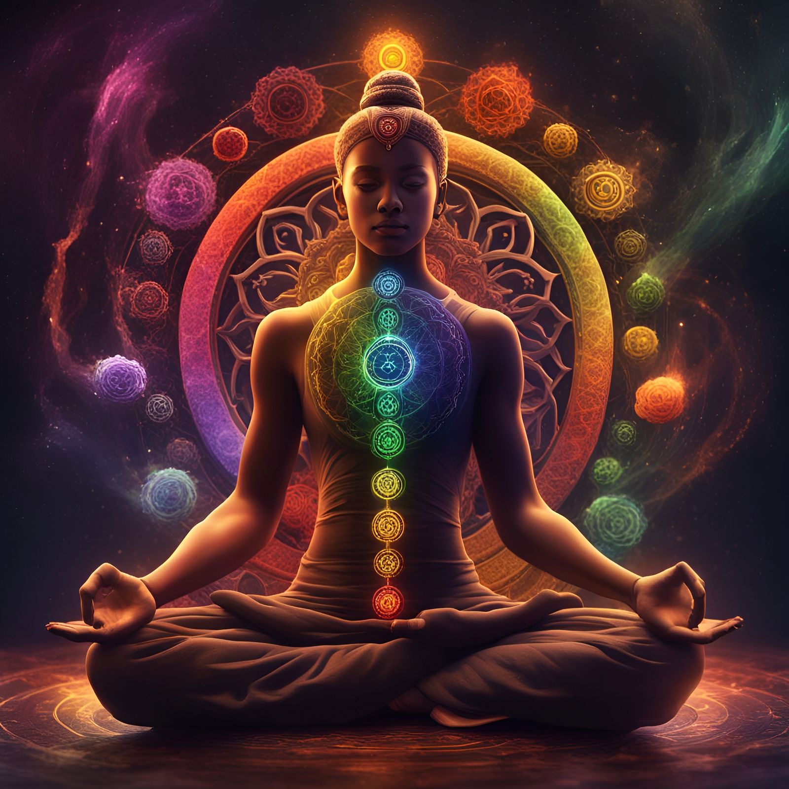 Chakra Colors and Names in Detailed Matte Painting