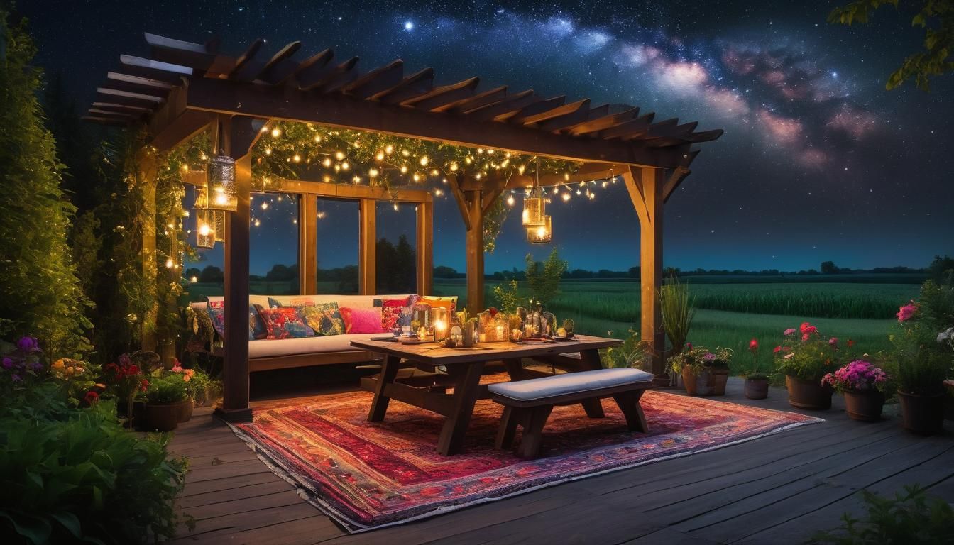 Cabin Porch Picnic Under a Glittering Galaxy