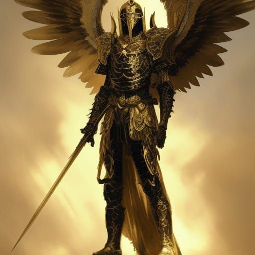 Wrathful Fallen Angel Knight in Divine Sunlight