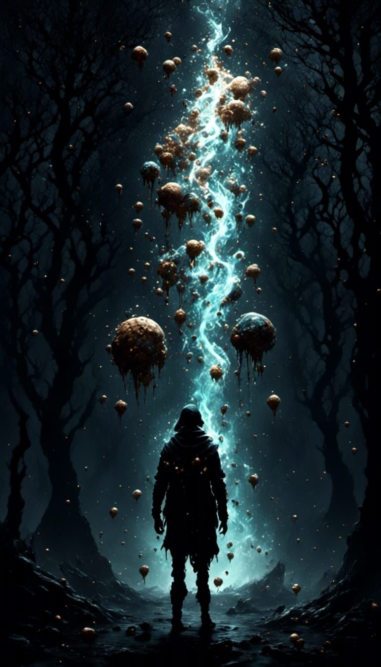 Cosmic Ice Cream Dreamscape with Ethereal Wisps