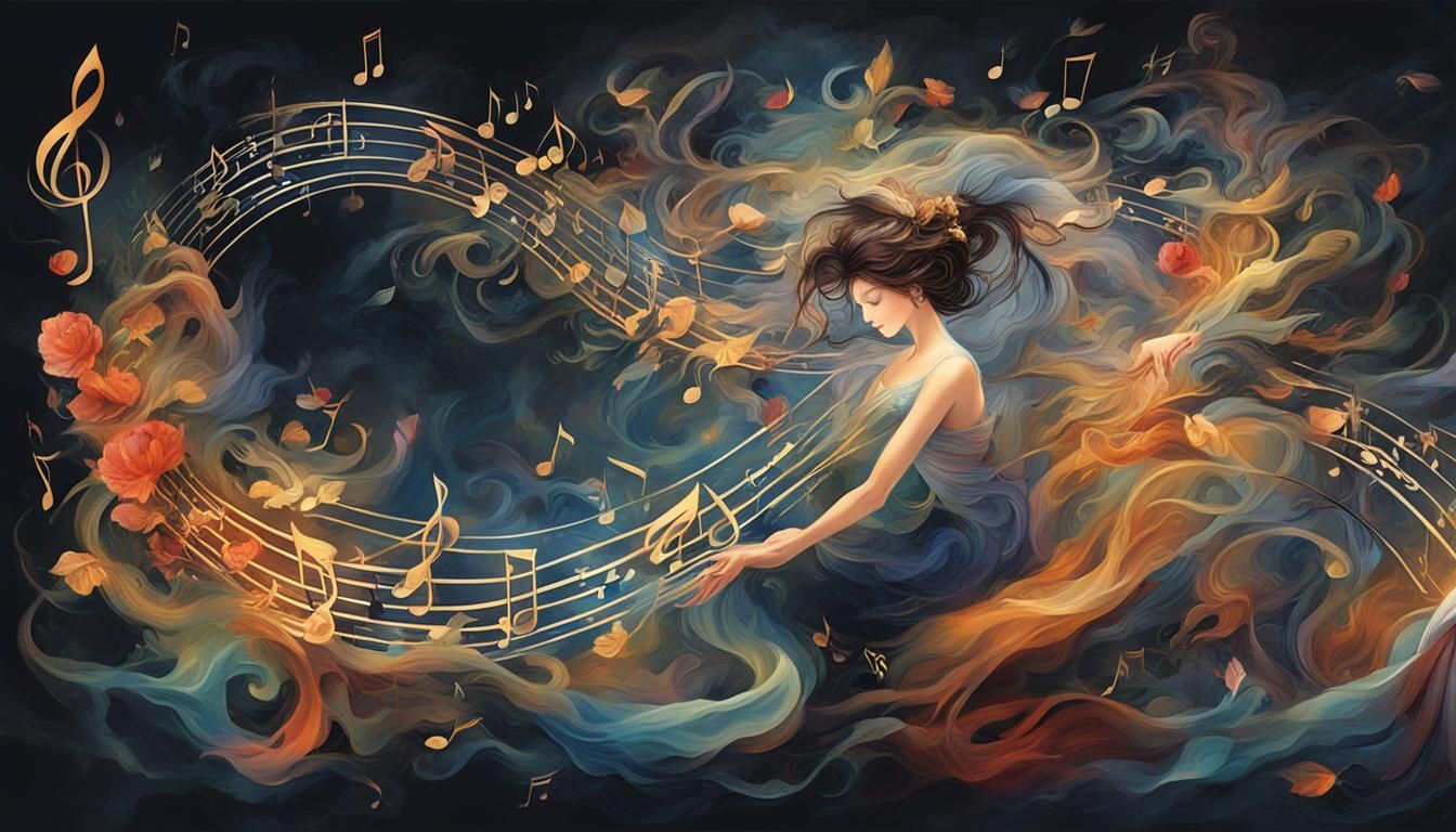 Elegant Calligraphy with Musical Notes