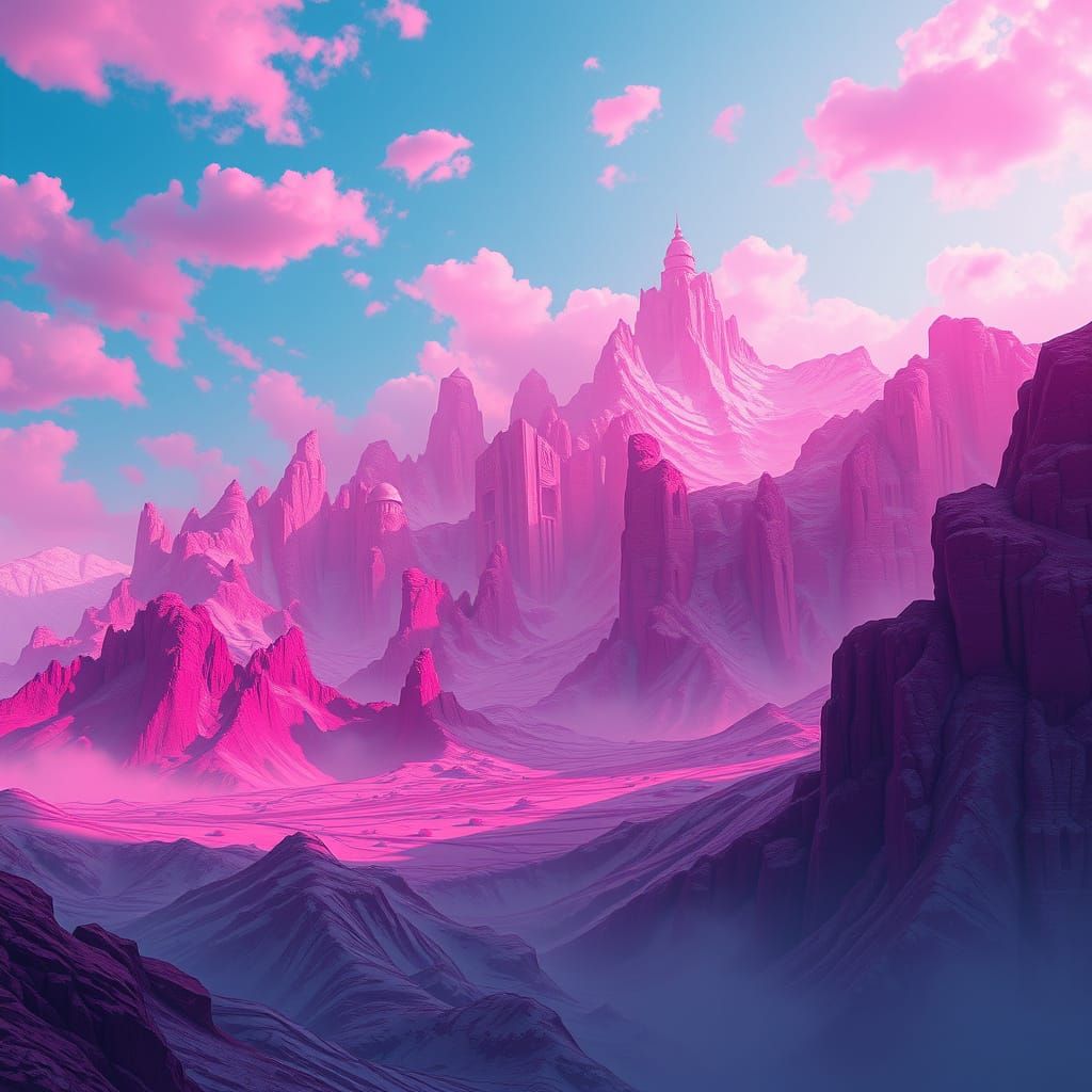 Fantastical Worlds in Vibrant Pink