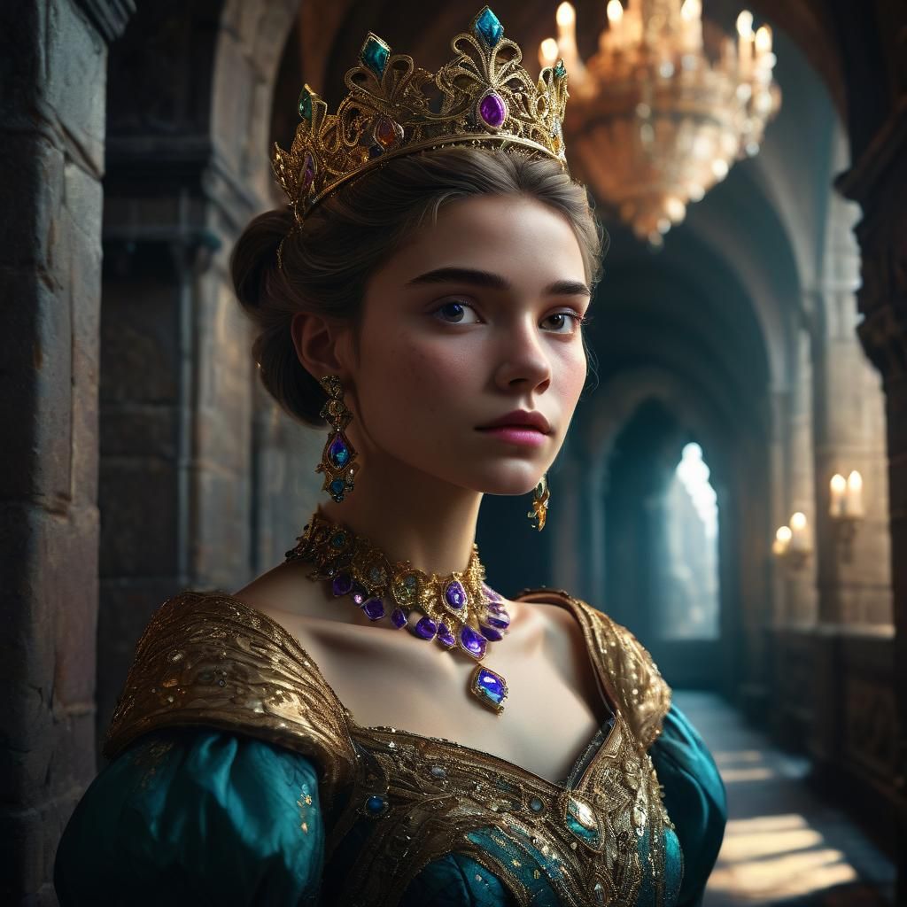 Princess in Lavish Gown: Digital Art Portrait