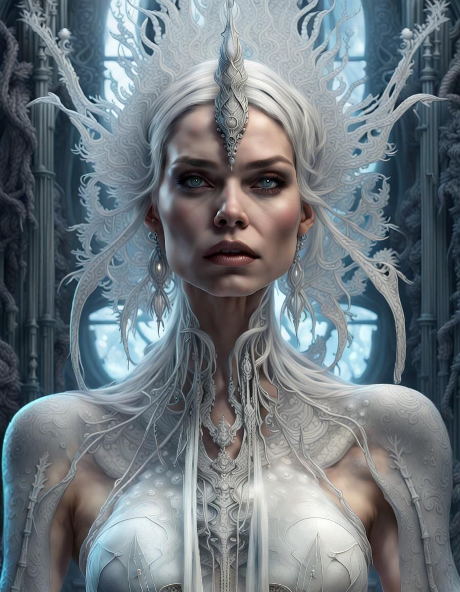 Gothic Ice Queen Portrait in Biomechanical Style