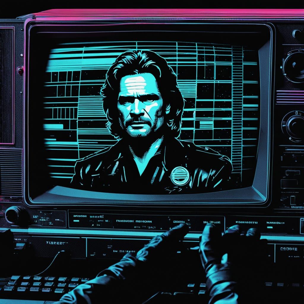 Snake Plissken in Synthwave Neon Retro Style