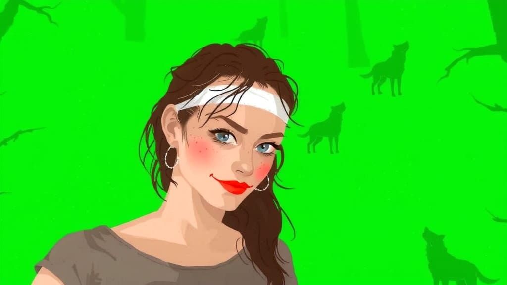 Eerie Dark Forest with Wolves, Mystic Art Style