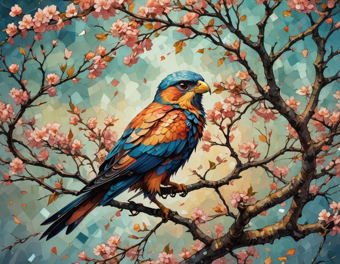 Kite Tangled in Peach Tree: Triadic Color Portrait